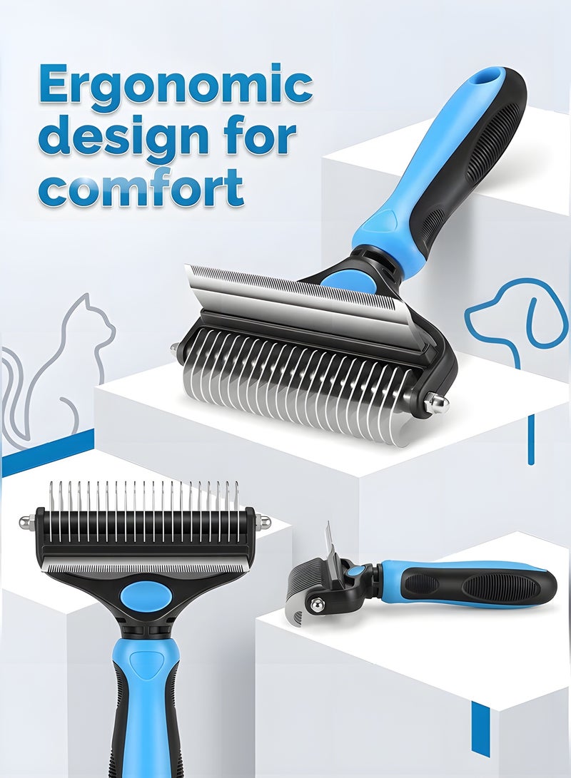 Beauenty Pet Grooming Brush,Pet Comb Professional 2-in-1 Dog Comb Cat Comb,Extra Wide Dog Grooming Brush,Pet Safe Grooming Tool,Medium And Long Haired Cats Dogs Brush For Shedding - Image 5