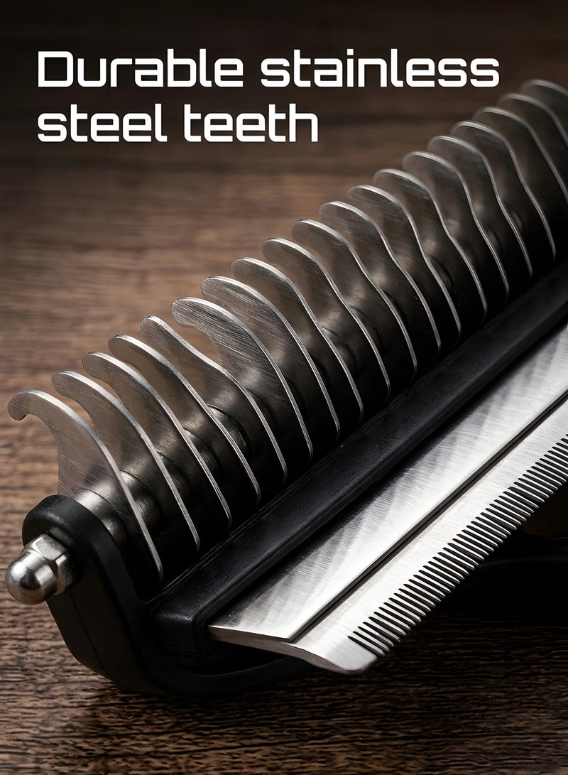 Beauenty Pet Grooming Brush,Pet Comb Professional 2-in-1 Dog Comb Cat Comb,Extra Wide Dog Grooming Brush,Pet Safe Grooming Tool,Medium And Long Haired Cats Dogs Brush For Shedding - Image 4