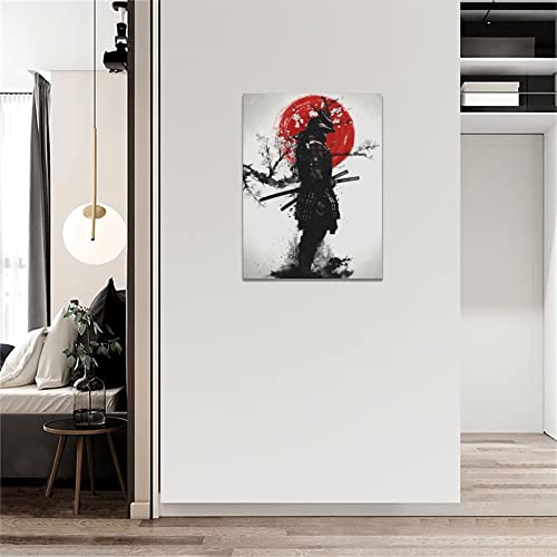SweetFox Japanese Samurai Wall Art - Armored Samurai Painting Canvas Prints - Bushido Inspirational Poster - Modern Home Decor - Framed for Bedroom, Living Room, Office - Image 4