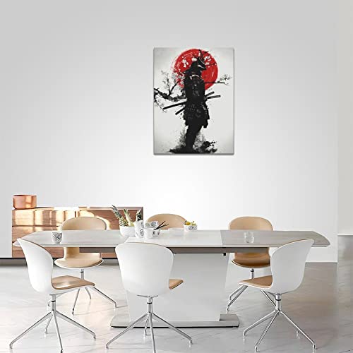SweetFox Japanese Samurai Wall Art - Armored Samurai Painting Canvas Prints - Bushido Inspirational Poster - Modern Home Decor - Framed for Bedroom, Living Room, Office - Image 5