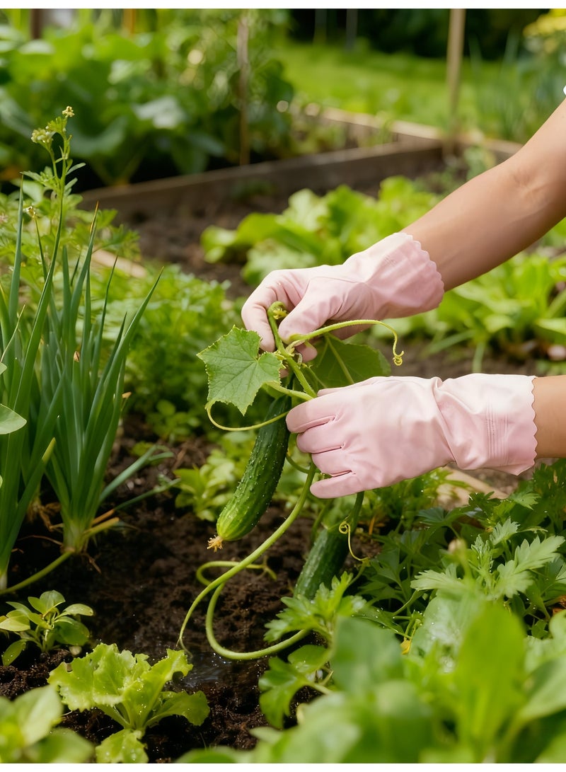 【Household Cleaning Gloves】【Winter S /M/L/Size Fleece-Lined & Thickened 3-Pack】Length: 30cm, Middle Finger Length: 7cm, suitable for various tasks like washing dishes and household cleaning, affordable price. - Image 1