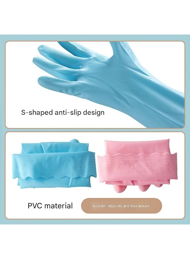 【Household Cleaning Gloves】【Winter S /M/L/Size Fleece-Lined & Thickened 3-Pack】Length: 30cm, Middle Finger Length: 7cm, suitable for various tasks like washing dishes and household cleaning, affordable price. - Image 4