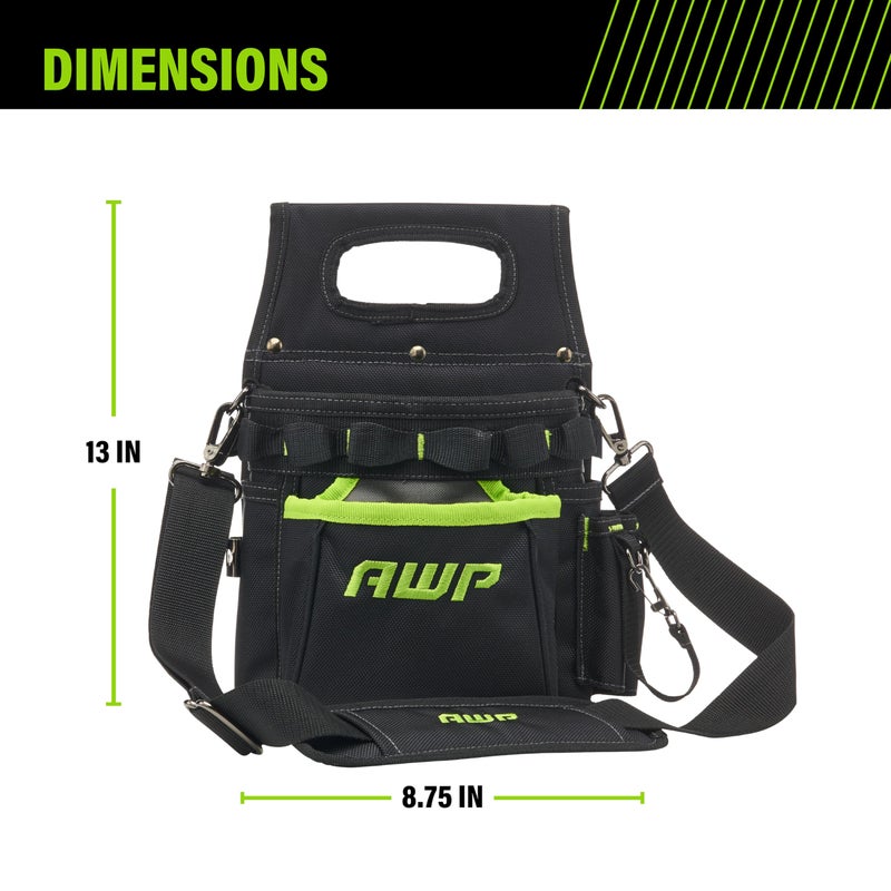 AWP Electrician Tool Pouch with Multiple Pockets, Premium Leather Utility Bag for Men, Tactical Tool Belt Organizer for Construction, Work, and EDC Accessories, L-72708-1 - Image 3