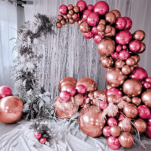 Just Party 25Pcs Rose Gold & 25Pcs Red Metallic Chrome Balloons with Shiny Surface For Birthdays/Anniversary/Engagement/Baby Shower/bachelorette Party Decorations (Pack of 50) - Image 1