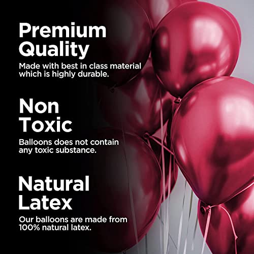 Just Party 25Pcs Rose Gold & 25Pcs Red Metallic Chrome Balloons with Shiny Surface For Birthdays/Anniversary/Engagement/Baby Shower/bachelorette Party Decorations (Pack of 50) - Image 3