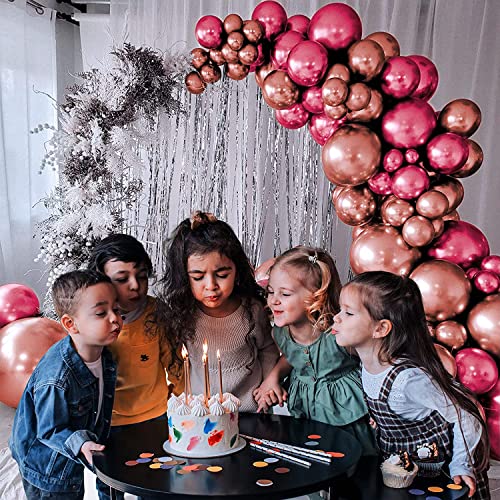 Just Party 25Pcs Rose Gold & 25Pcs Red Metallic Chrome Balloons with Shiny Surface For Birthdays/Anniversary/Engagement/Baby Shower/bachelorette Party Decorations (Pack of 50) - Image 4