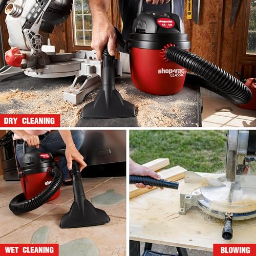 SHOPVAC مكنسة شوب-فاك 1.5 جالون 2.0 ذروة مبللة جافة، مكنسة محمولة مدمجة مع مقبض قابل للطي وحامل حائط وملحقات، ‎2030100 - Image 5