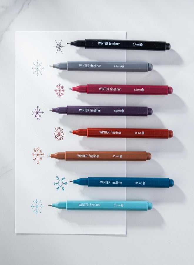 DIVERSEBEE Fine Tip Pens, 8 Bible Pens No Bleed Through, Assorted Colors, 0.5mm Fine Point Fineliner Markers for Journaling, Bible Study Journaling Supplies and Accessories (Winter) - Image 2