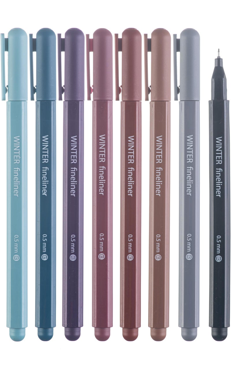 DIVERSEBEE Fine Tip Pens, 8 Bible Pens No Bleed Through, Assorted Colors, 0.5mm Fine Point Fineliner Markers for Journaling, Bible Study Journaling Supplies and Accessories (Winter) - Image 1