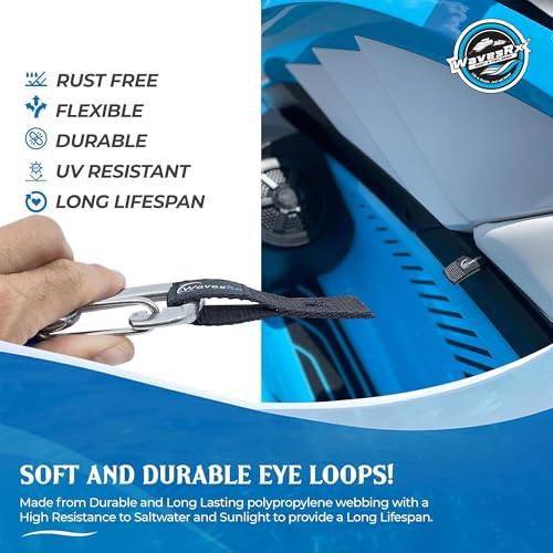 WAVESRX Soft Loops Jet Ski Cleats (7PK) | Loop Straps for Secure Tie Downs, Docking Bumpers, Fenders, Anchoring Line, Bungee Dock Rope & Tie Down Straps | Must-Have PWC Accessories for WaveRunner, Seadoo, ATV - Image 4