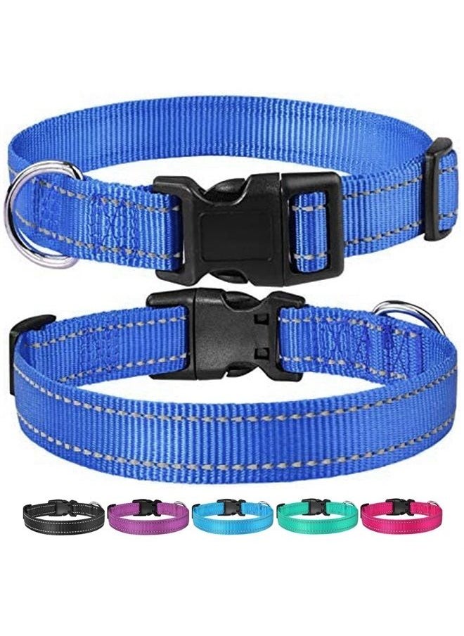 BOOMIBOO - Reflective Dog Collar with Buckle Adjustable Safety Nylon Collars for Small Medium Large Dogs, Navy Blue XXS - Image 1