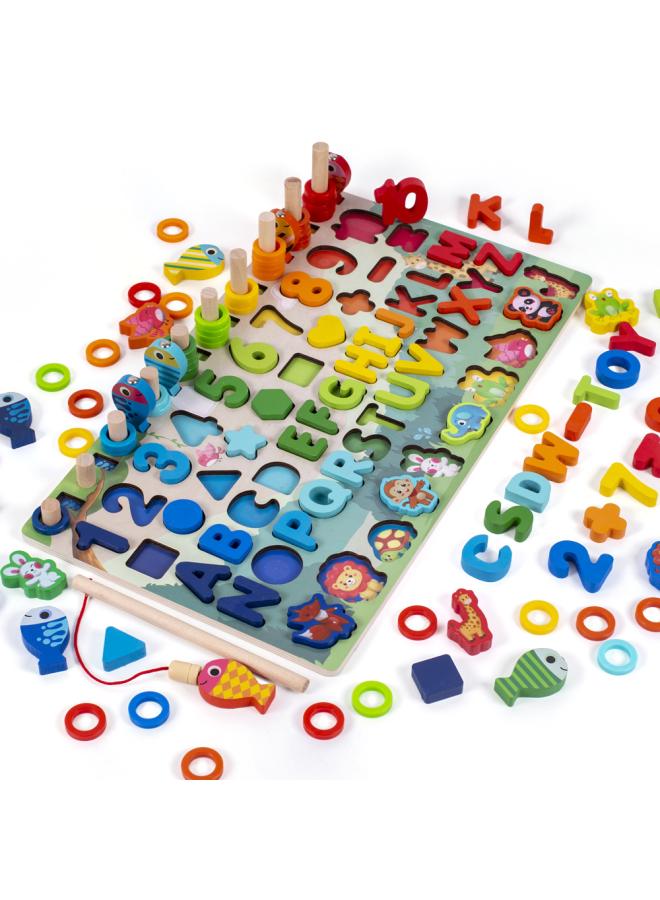 Children's Logarithmic Board Digital Computing Baby Educational Toys Fishing Shape Matching Toys Puzzle Puzzle