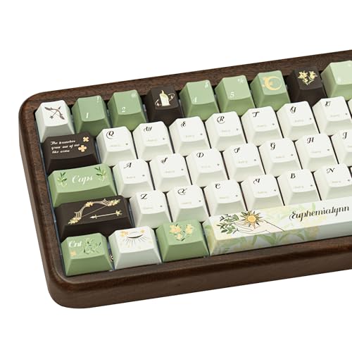 GEKUCAP 150 Keys Green PBT Keycaps, Laurel Theme Custom Keycap Cherry Profile, Dye-Sublimation Keycaps Set for 61/64/68/84/87/100/104/108 Cherry MX Mechanical Keyboards - Image 1
