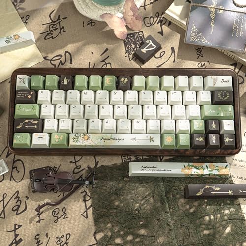 GEKUCAP 150 Keys Green PBT Keycaps, Laurel Theme Custom Keycap Cherry Profile, Dye-Sublimation Keycaps Set for 61/64/68/84/87/100/104/108 Cherry MX Mechanical Keyboards - Image 3