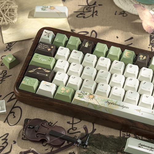 GEKUCAP 150 Keys Green PBT Keycaps, Laurel Theme Custom Keycap Cherry Profile, Dye-Sublimation Keycaps Set for 61/64/68/84/87/100/104/108 Cherry MX Mechanical Keyboards - Image 5