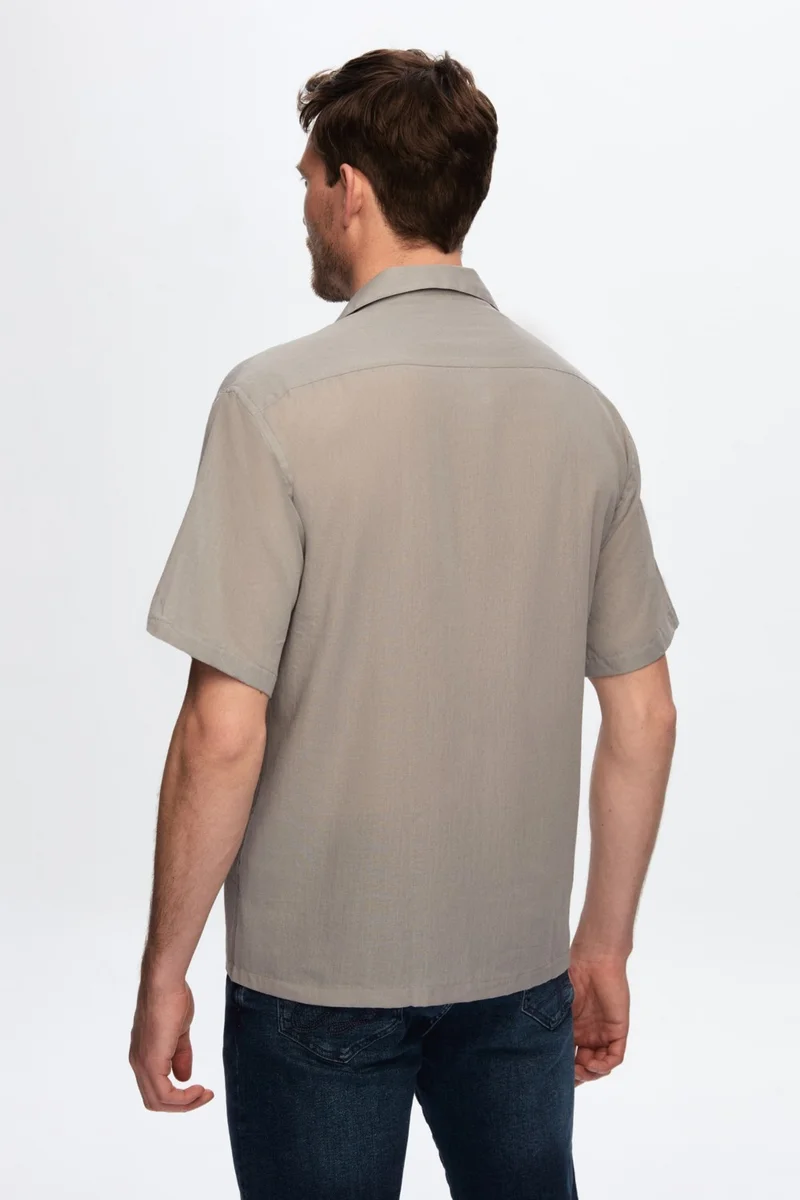 دي أس دامات Relaxed Gray Plain 100% Cotton Shirt 0HC02ORT02313