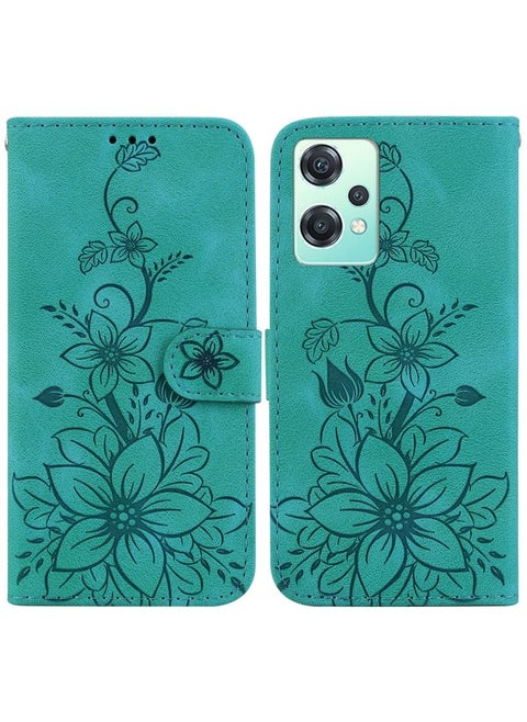 Case Cover For For OnePlus Nord CE 2 Lite 5G Lily Embossed Leather Phone Case(Green)