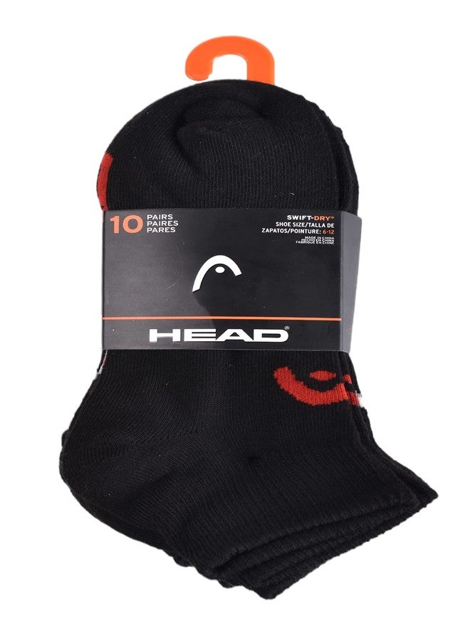 Head Men's Quarter Athletic Sport Socks 10-Pack (Black) - Image 3