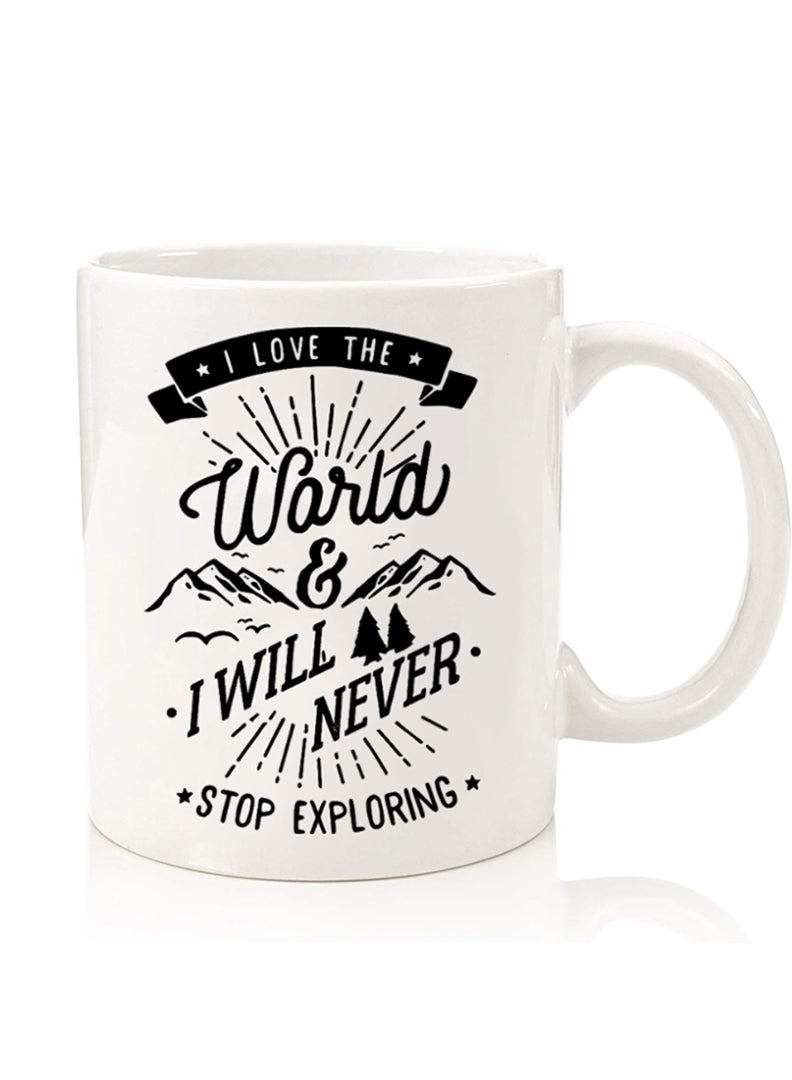 Theodor Premium Quality Two Sided Printed Coffee Mug Tea Cup For Home Office, Kids Men Women I love the world - Image 1