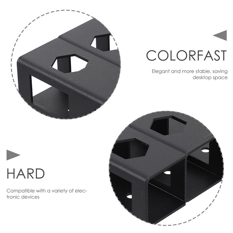 Black Laptop Stand and Storage Rack Space Saving Home Office Desk Organizer - Image 4