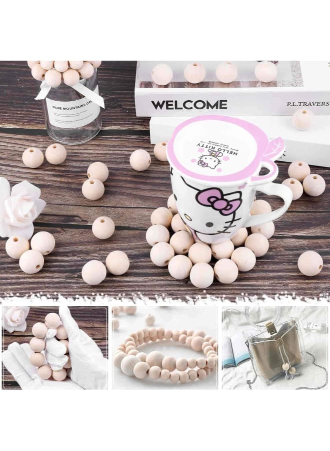 200 قطعة 25 مللي متر خرز خشبي ، خرز خشبي كبير طبيعي للحرف اليدوية ، إكليل من الخرز الخشبي وصنع المجوهرات