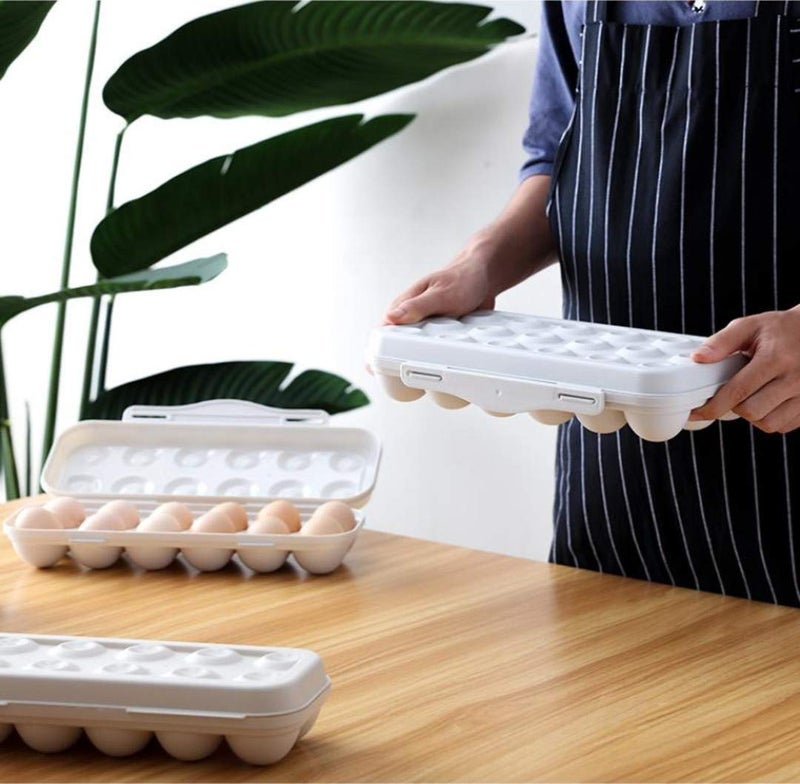 TOMATUS 1 Pcs Egg Tray Storage Box Eggs Food Storage Organizer Stackable Egg Dispenser Holder 18 Eggs Container with Lid for Kitchen Restaurant Fridge Storage Pink - Image 2