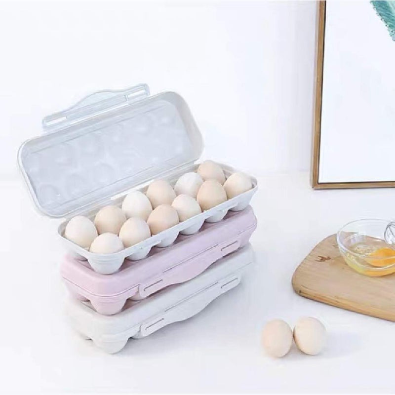 TOMATUS 1 Pcs Egg Tray Storage Box Eggs Food Storage Organizer Stackable Egg Dispenser Holder 18 Eggs Container with Lid for Kitchen Restaurant Fridge Storage Pink - Image 4