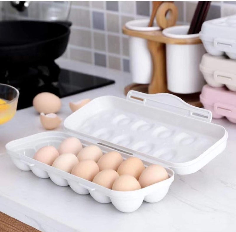 TOMATUS 1 Pcs Egg Tray Storage Box Eggs Food Storage Organizer Stackable Egg Dispenser Holder 18 Eggs Container with Lid for Kitchen Restaurant Fridge Storage Pink - Image 3