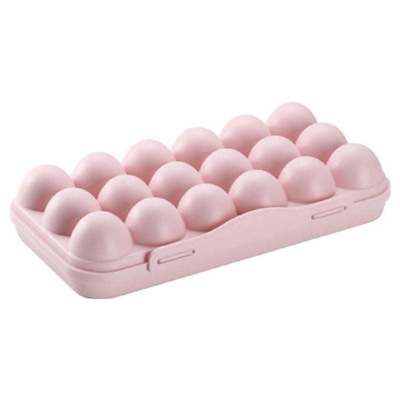 TOMATUS 1 Pcs Egg Tray Storage Box Eggs Food Storage Organizer Stackable Egg Dispenser Holder 18 Eggs Container with Lid for Kitchen Restaurant Fridge Storage Pink - Image 1