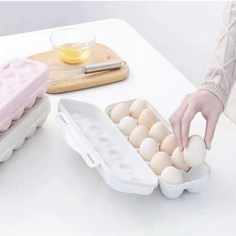 TOMATUS 1 Pcs Egg Tray Storage Box Eggs Food Storage Organizer Stackable Egg Dispenser Holder 18 Eggs Container with Lid for Kitchen Restaurant Fridge Storage Pink - Image 5