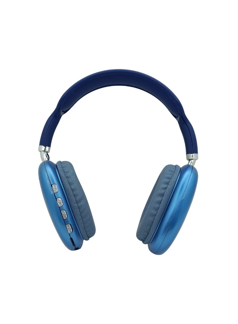 بي 9 P9 سماعة رأس بلوتوث لاسلكية Over-Ear بصوت ستيريو وميكروفون مدمج – أزرق - Image 1