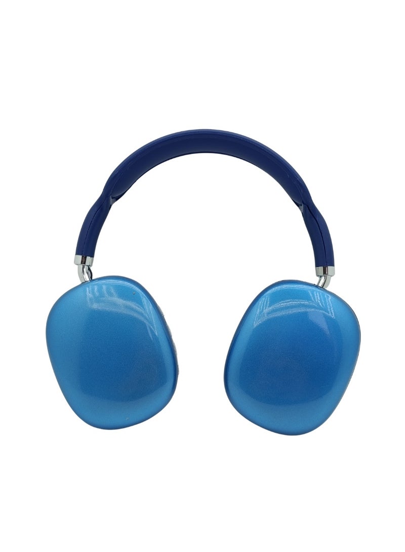 بي 9 P9 سماعة رأس بلوتوث لاسلكية Over-Ear بصوت ستيريو وميكروفون مدمج – أزرق - Image 2