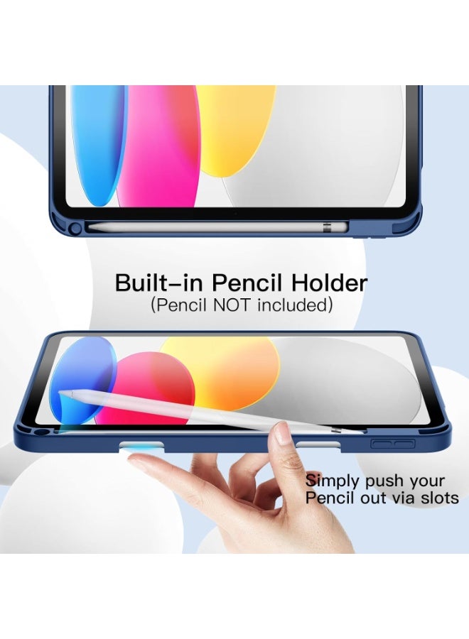 erorex iPad 10th Generation Case (10.9/11 inch) – Navy Blue Smart Cover with Pencil Holder & Auto Wake/Sleep - Image 4