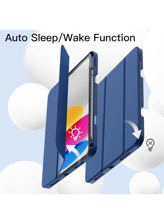 erorex iPad 10th Generation Case (10.9/11 inch) – Navy Blue Smart Cover with Pencil Holder & Auto Wake/Sleep - Image 3