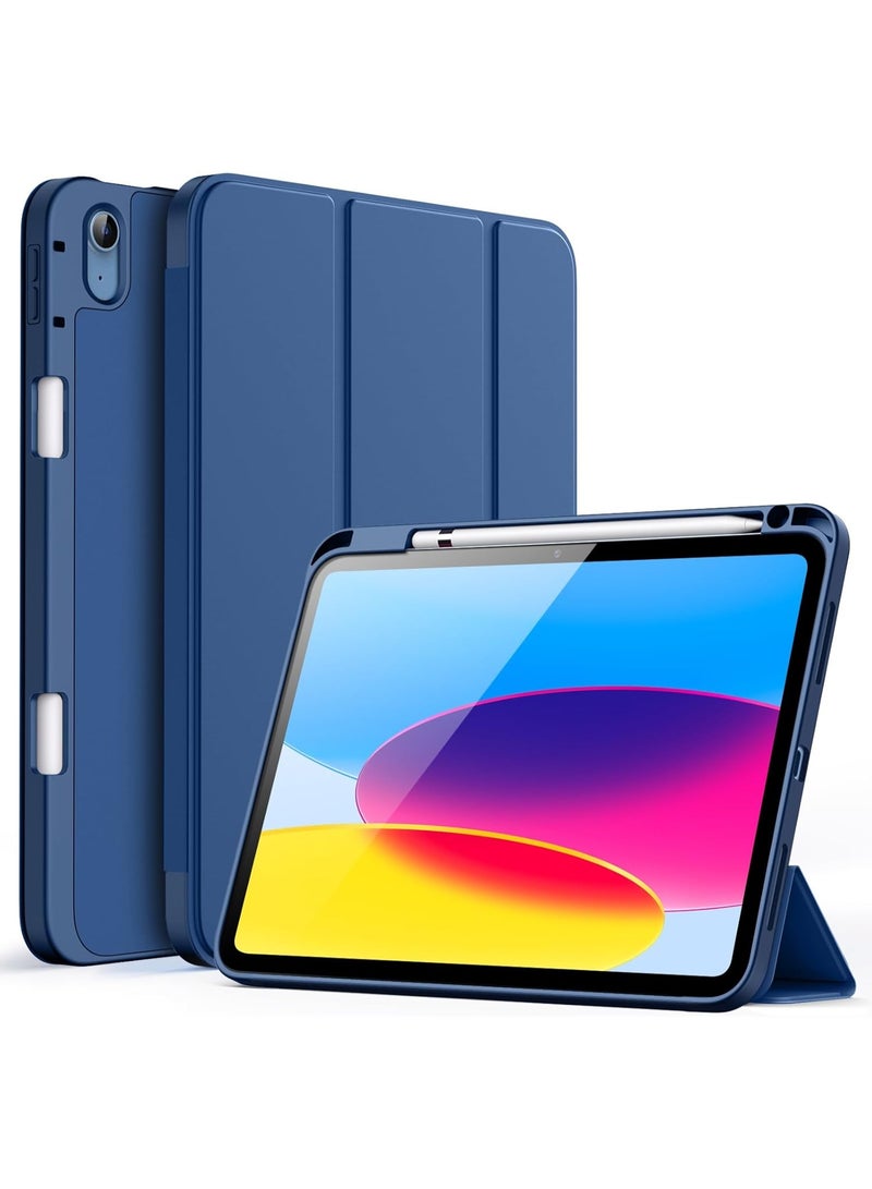 erorex iPad 10th Generation Case (10.9/11 inch) – Navy Blue Smart Cover with Pencil Holder & Auto Wake/Sleep - Image 1