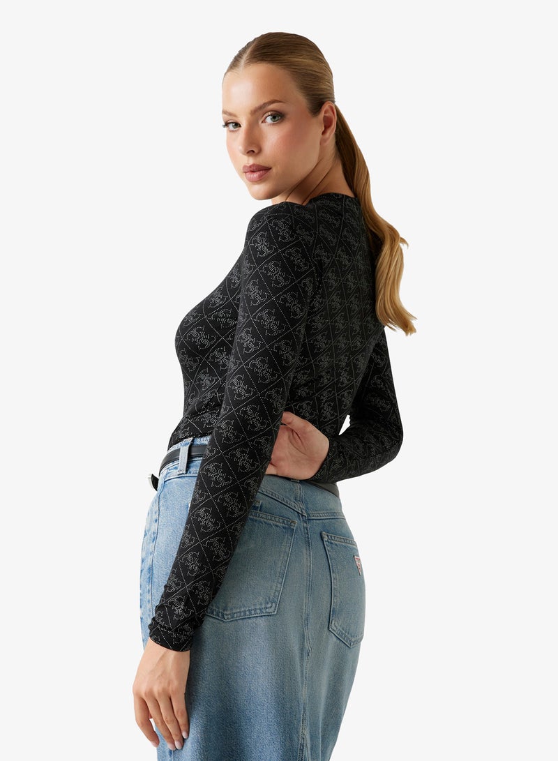 GUESS Long Sleeve Teodora Logo Bodysuit - Image 2