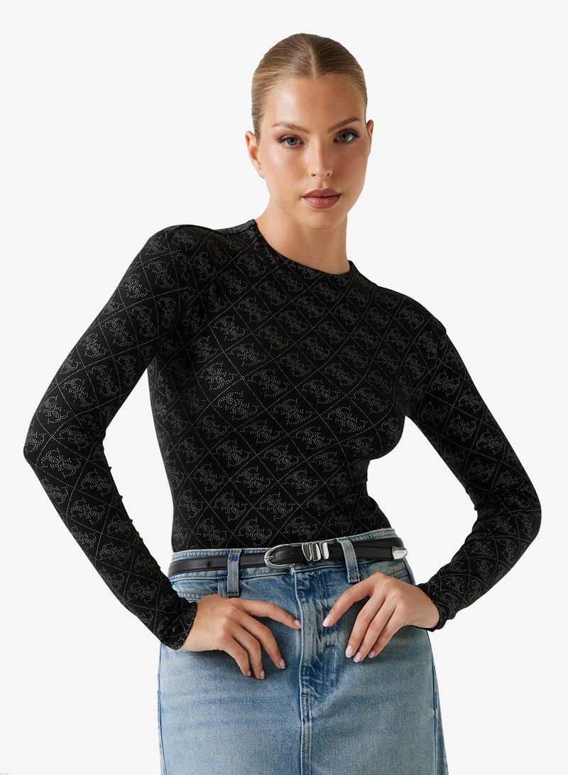 GUESS Long Sleeve Teodora Logo Bodysuit - Image 1