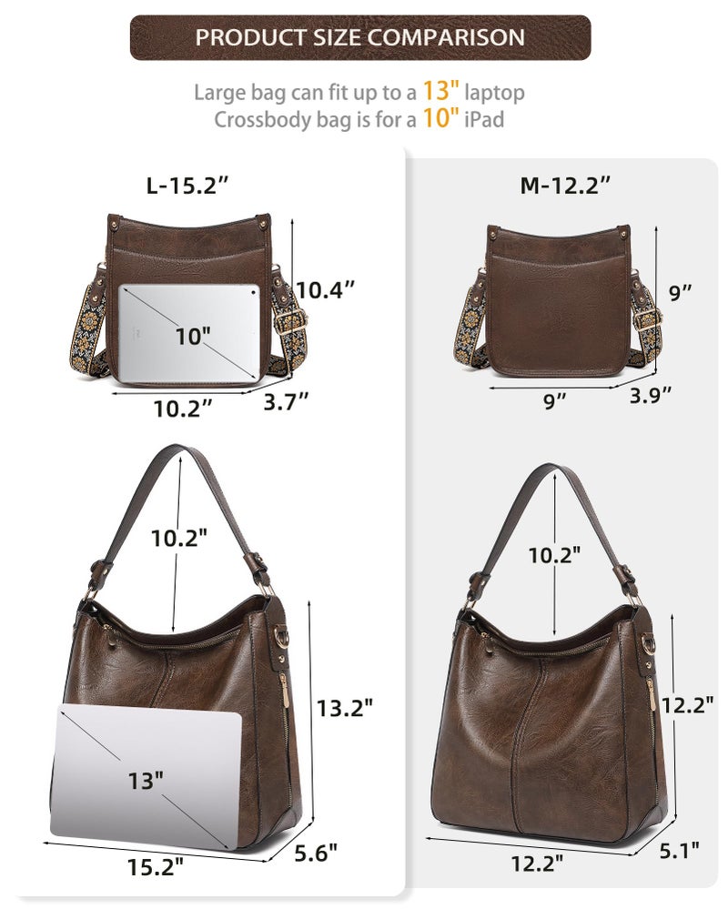 BAVERGE Purses for Women 3PCS, Crossbody Bags Set Large Leather Purse Shoulder Handbags with Wallet Adjustable Straps for Ladies Tote - Image 4