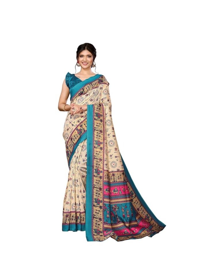 مملكة الإكسسوارات ساري نسائي منسوج مع بلوزة غير مخيطة متناسقة - Image 1