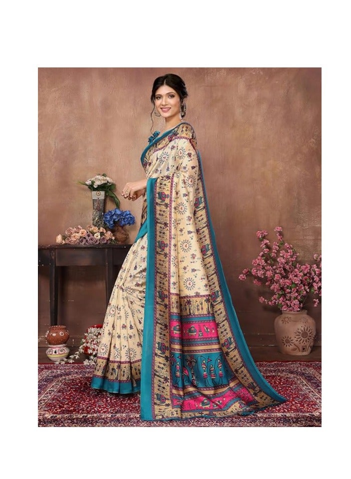 مملكة الإكسسوارات ساري نسائي منسوج مع بلوزة غير مخيطة متناسقة - Image 3