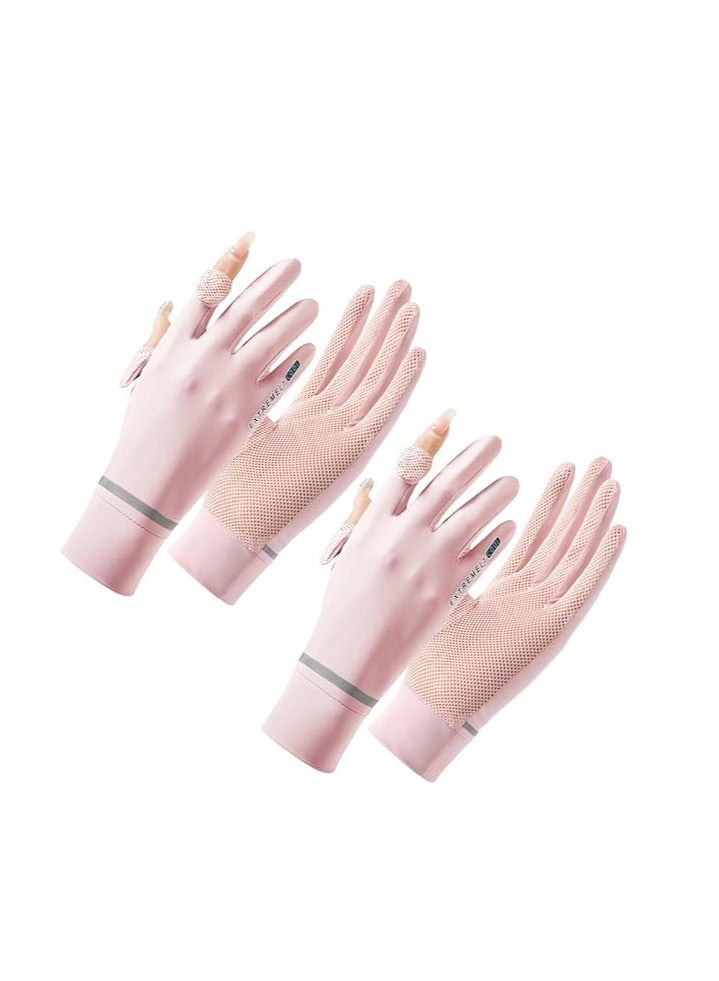 Generic Women Sun Protective Gloves - Summer UV Protection, Sunblock, Touchscreen for Driving, Riding, Cycling - Pink, One Size  - Image 1
