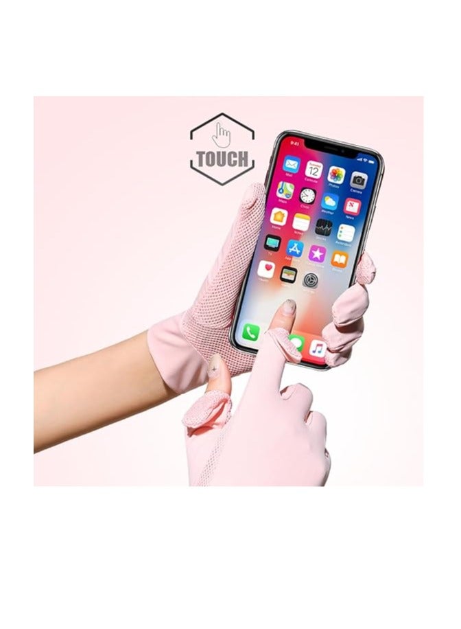 Generic Women Sun Protective Gloves - Summer UV Protection, Sunblock, Touchscreen for Driving, Riding, Cycling - Pink, One Size  - Image 2