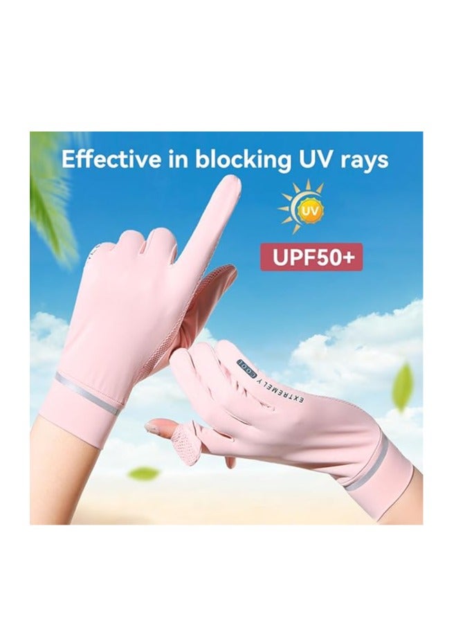 Generic Women Sun Protective Gloves - Summer UV Protection, Sunblock, Touchscreen for Driving, Riding, Cycling - Pink, One Size  - Image 3