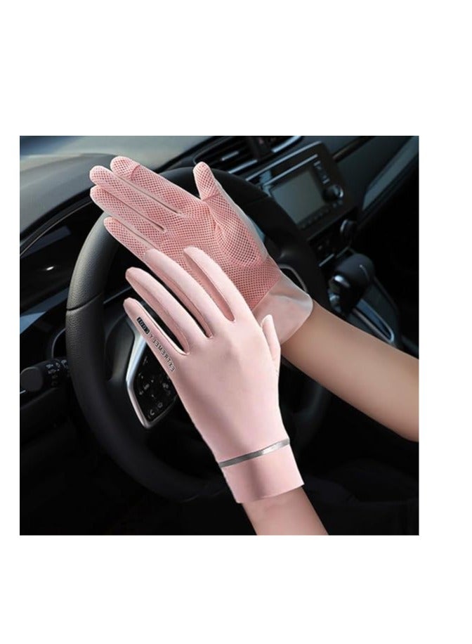 Generic Women Sun Protective Gloves - Summer UV Protection, Sunblock, Touchscreen for Driving, Riding, Cycling - Pink, One Size  - Image 5