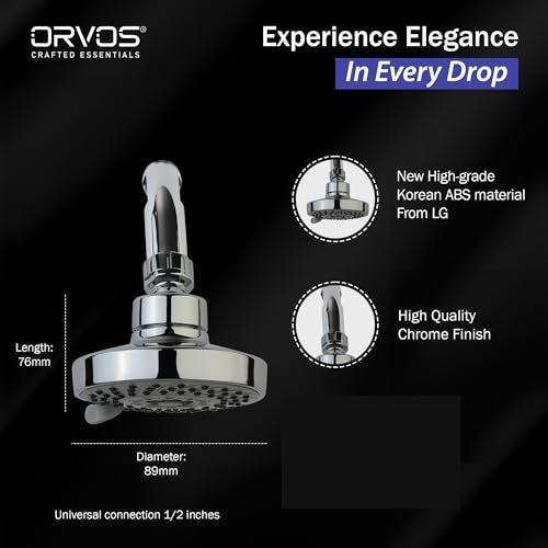Orvos Overhead multi-function shower, 4x4 inches, HydroBloom, Chrome plated with high grade Korean ABS material from LG, head only, for high end luxury bathrooms - Image 3