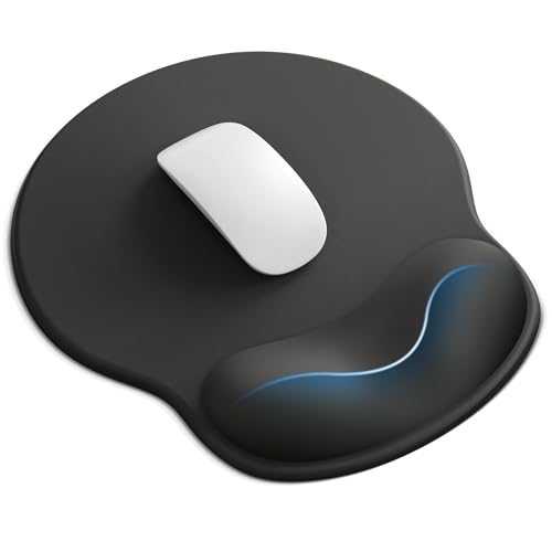 Laborio Mouse Pad with Wrist Rest, Ergonomic Mouse Pads for Desk, Office Non-Slip Large Mousepad with Gel Wrist Support(Black, 10.6''L x 9''W) - Image 1