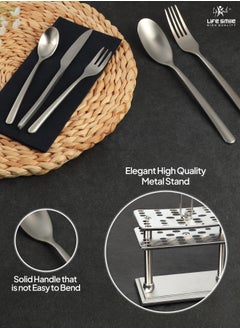 Life Smile LIFE SMILE Dinnerware Set 69 Pcs, 30 Pieces Fine Porcelain Dinner Set Square With 39 Pieces Pure Stainless Steel Cutlery Set Oven Safe Tableware Set | Dishwasher Safe dinner serving set for 6 Person  - Image 5
