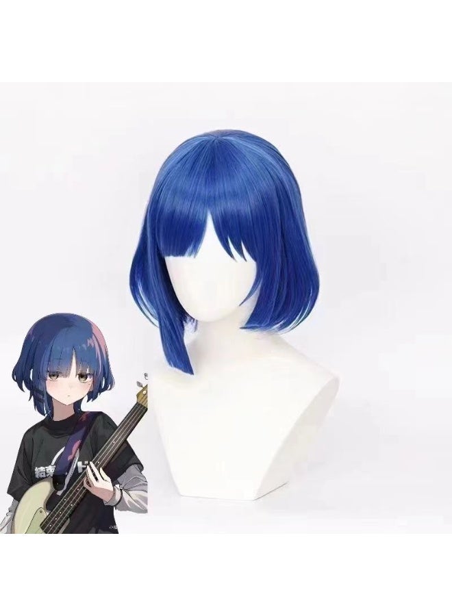 general Bocchi the Rock Yamada Ryō cosplay Wig blue Bob Head Short Hair Easy to style - Image 3