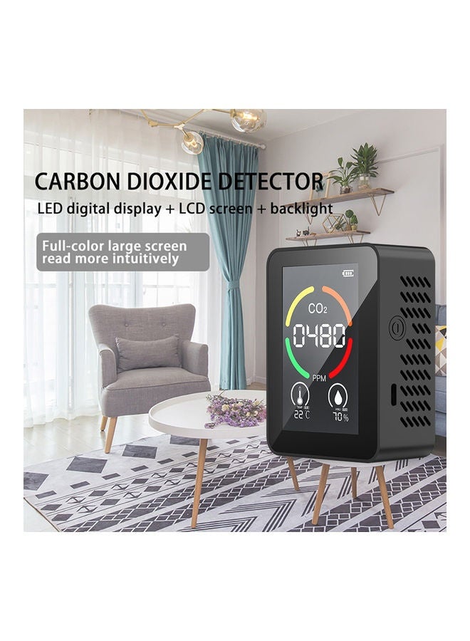 3-In-1 Infrared CO2 Temperature Humidity Monitor Black - Image 2