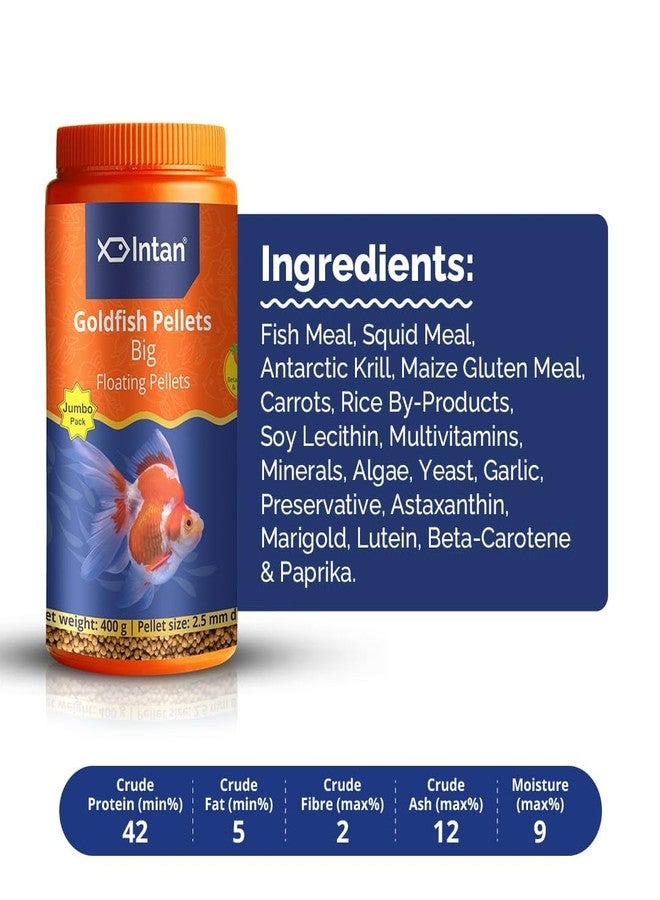 كينكو أكواتيك إنتان حبيبات طعام للأسماك الذهبية | حبيبات عائمة كبيرة للأسماك | تغذية يومية للأسماك من أجل الصحة والنمو | عبوة جامبو 400 غرام، حجم الحبيبات - قطر 2.5 مم، عبوة واحدة - Image 3